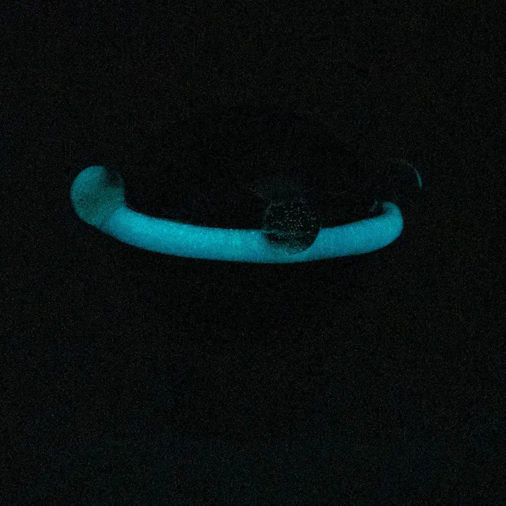 Empire Glassworks galactic spinner cap carb cap with glowing turquoise neon bracelet and clear textured bead
