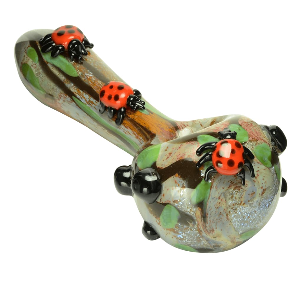 Empire Glassworks Lady Bug Spoon with intricate forest-inspired colored tubing design