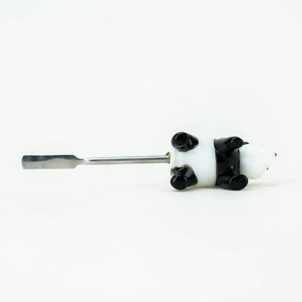 Empire Glassworks panda dab tool in borosilicate glass, black and white grinder