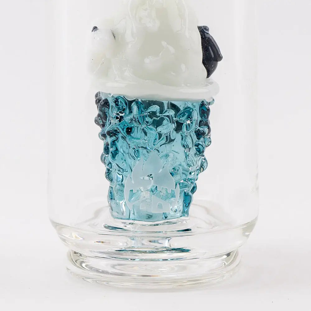 Empire Glassworks Peak Attachment translucent blue bong with skull motif