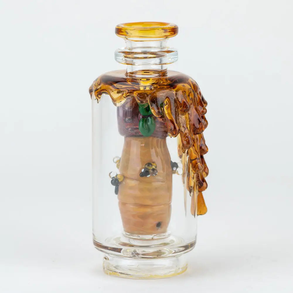 Empire Glassworks Peak Attachment with bees and honey-dripping glass bottle