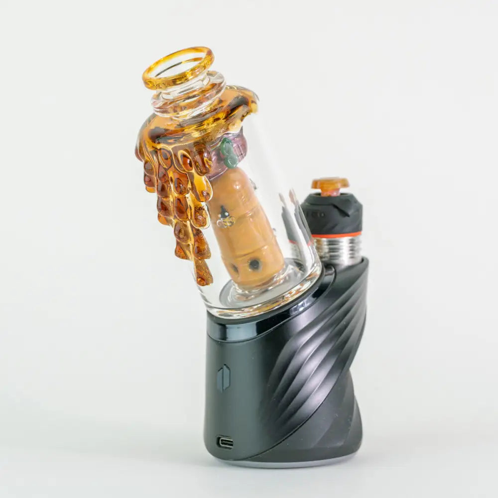 Empire Glassworks Peak Attachment Save the Bees vape mod with honey art