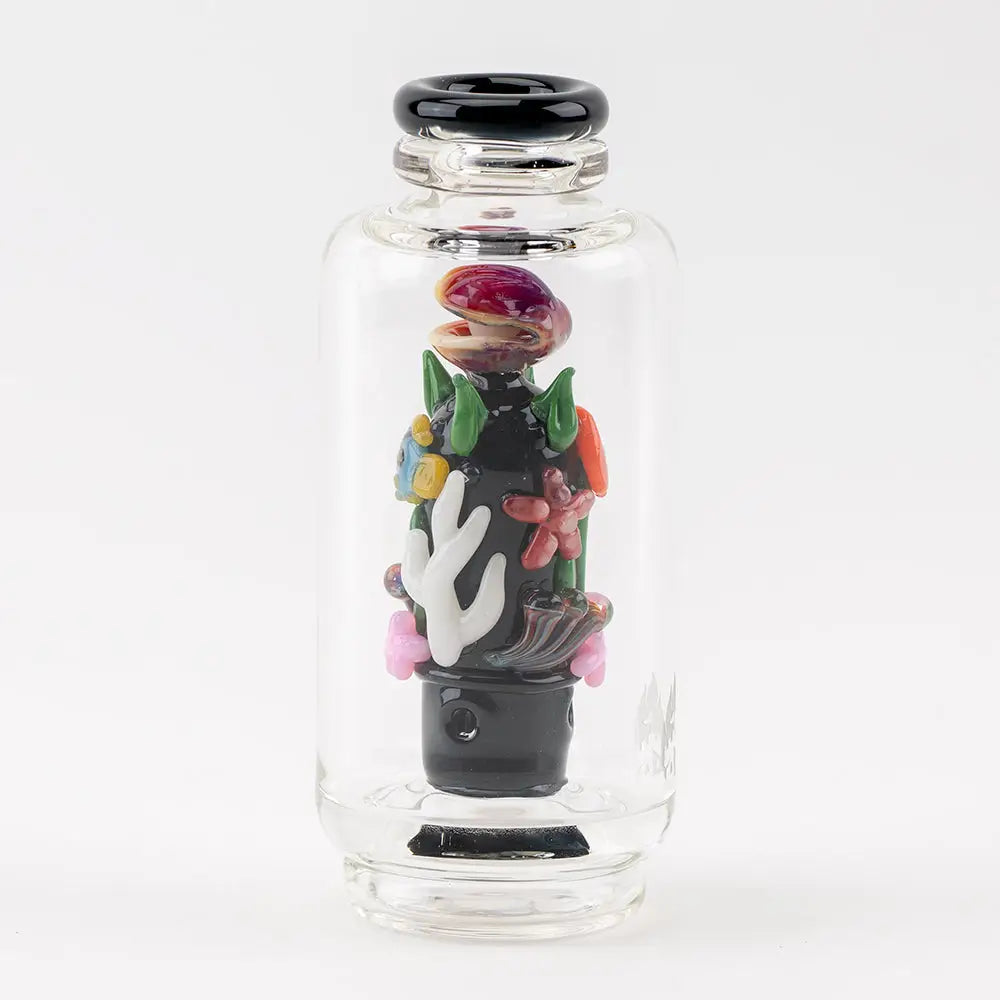 Empire Glassworks Peak Attachment colorful fused glass Save the Seas pipe