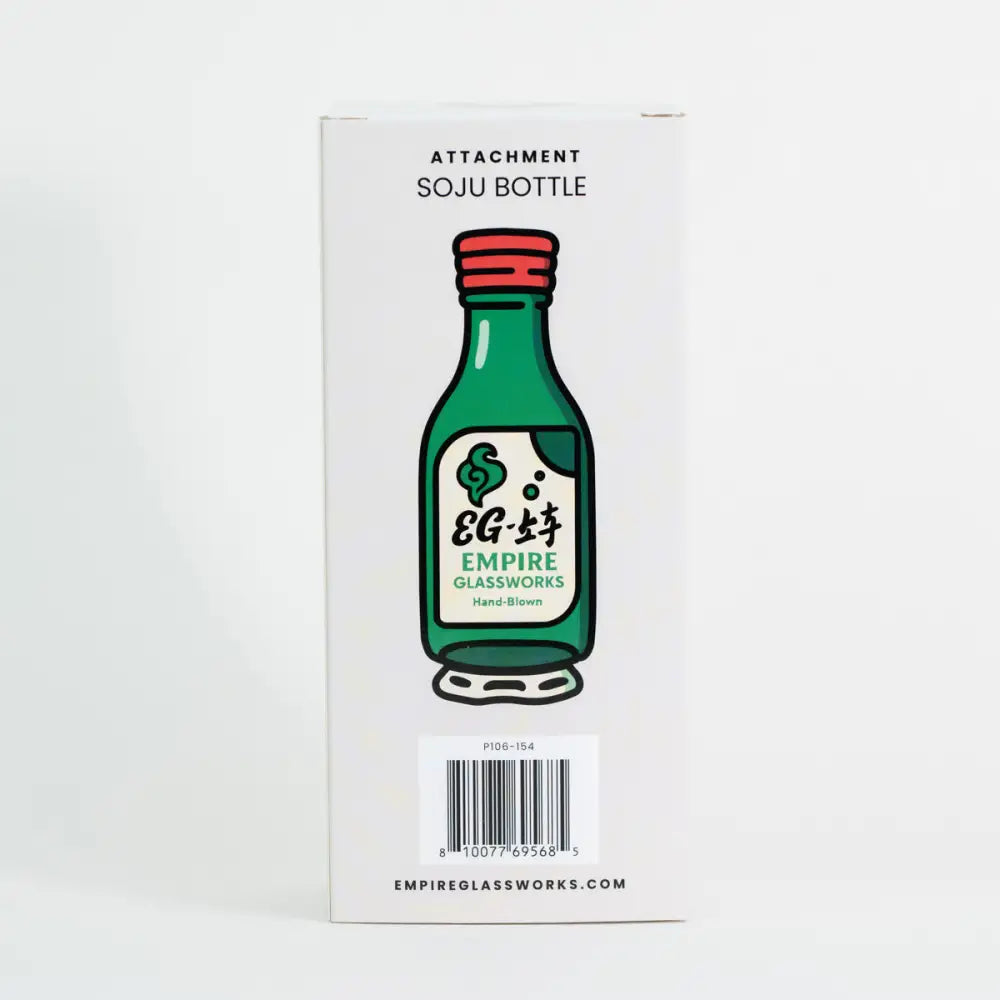 Empire Glassworks Peak Attachment green hand-blown soju bottle