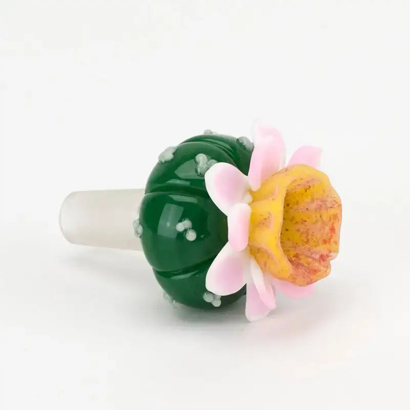Empire Glassworks Peyote Cactus 14mm bong bowl with vibrant green glass and cactus flower design