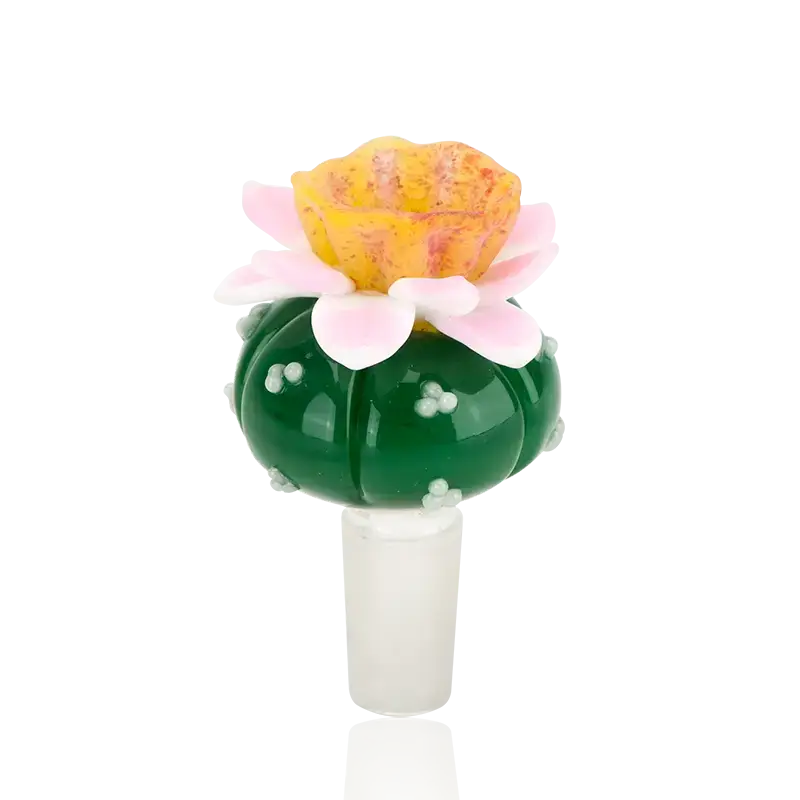 Empire Glassworks Peyote Cactus 14mm Bong Bowl with vibrant green glass and cactus flower design