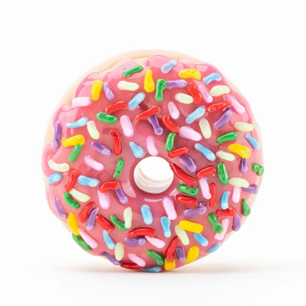 Empire Glassworks pink sprinkle donut hand pipe with rainbow sprinkles