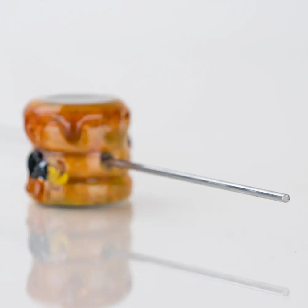 Empire Glassworks poker wand beehive glass hand pipe with orange skull and needle