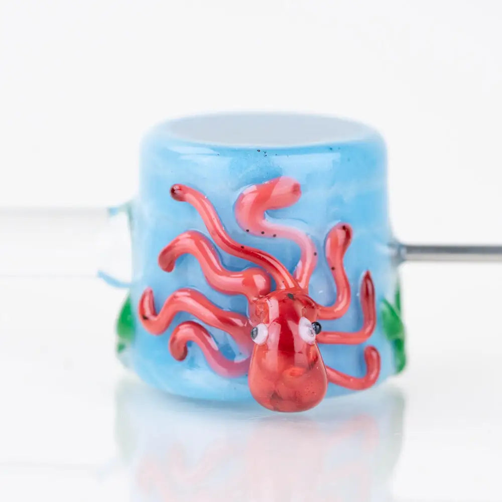 Empire Glassworks Poker Wand Under the Sea Glass Hand Pipe with red octopus bead