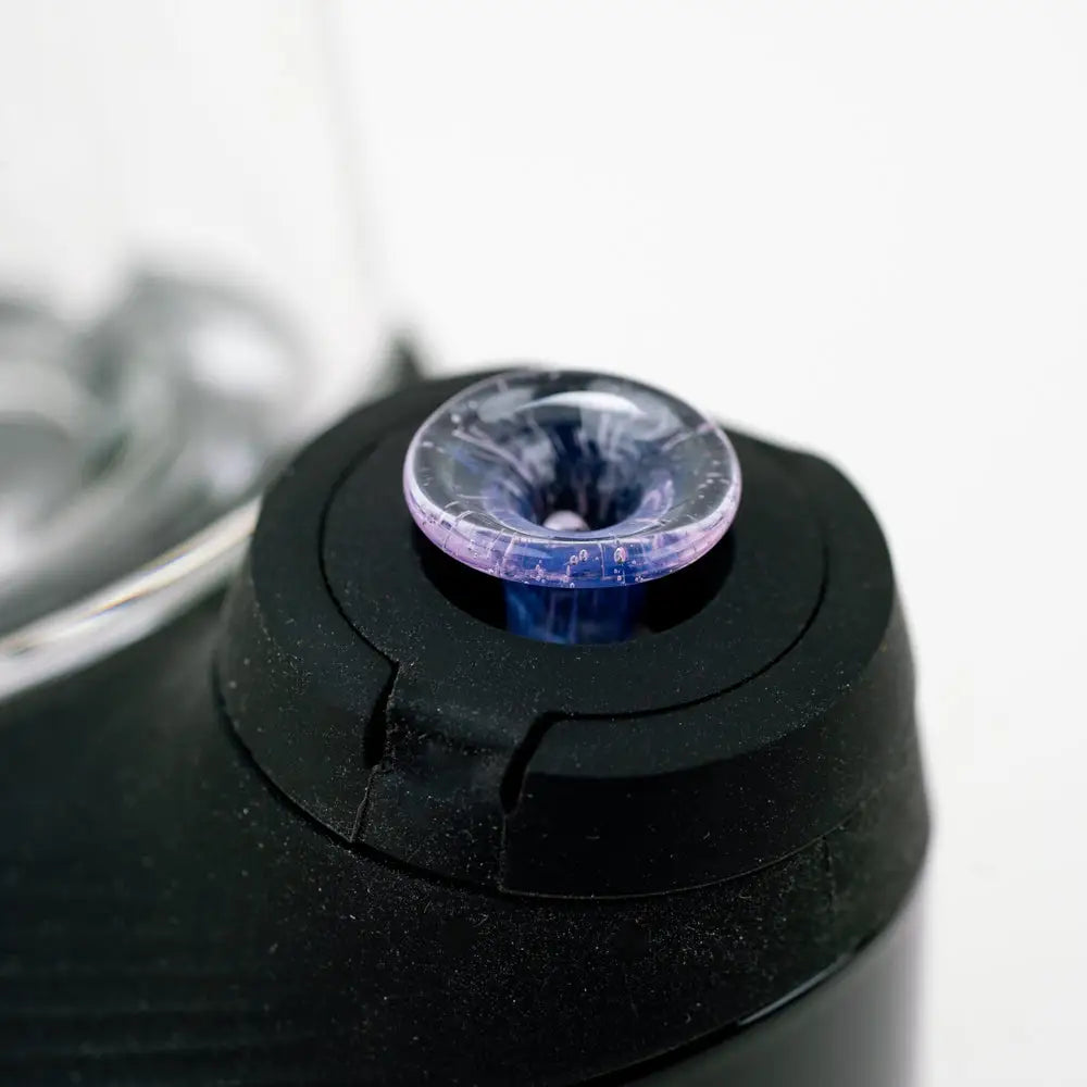 Translucent purple blue Empire Glassworks proxy glass joystick on black base
