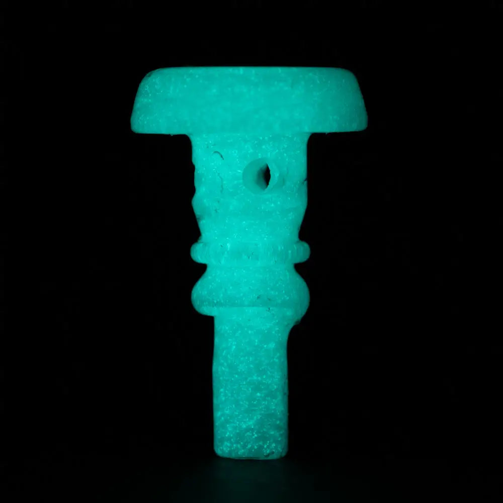 Glowing turquoise Empire Glassworks Puffco Joystick attachment