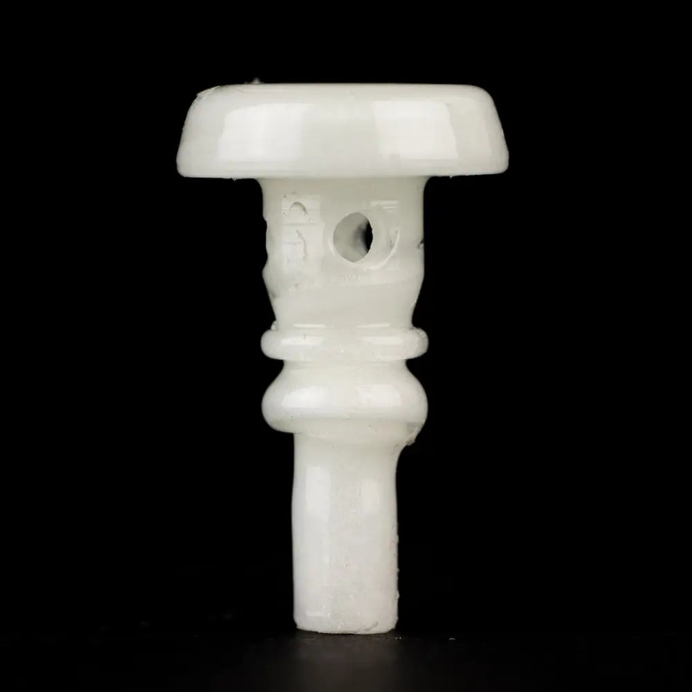 Glow-in-the-dark Empire Glassworks Puffco Joystick attachment with white ceramic bowl