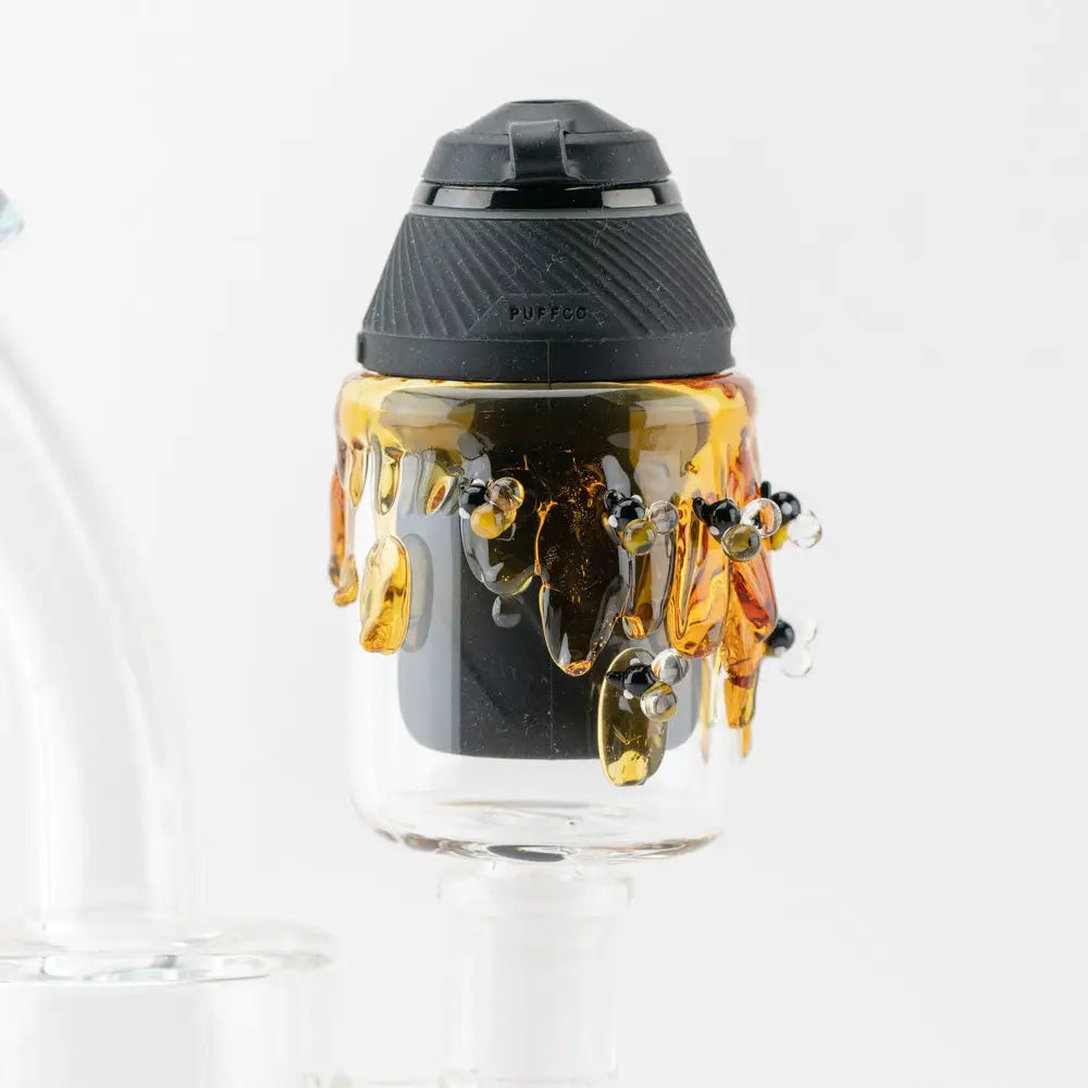 Empire Glassworks Puffco Proxy Attachment Bee 14mm Male with amber resin accents