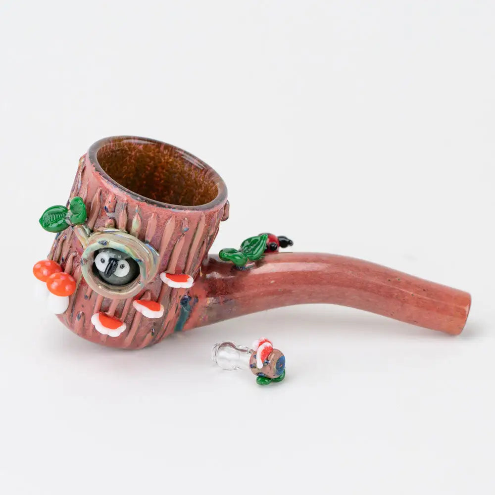 Whimsical Empire Glassworks Puffco Proxy Attachment tree stump pipe with holiday berries