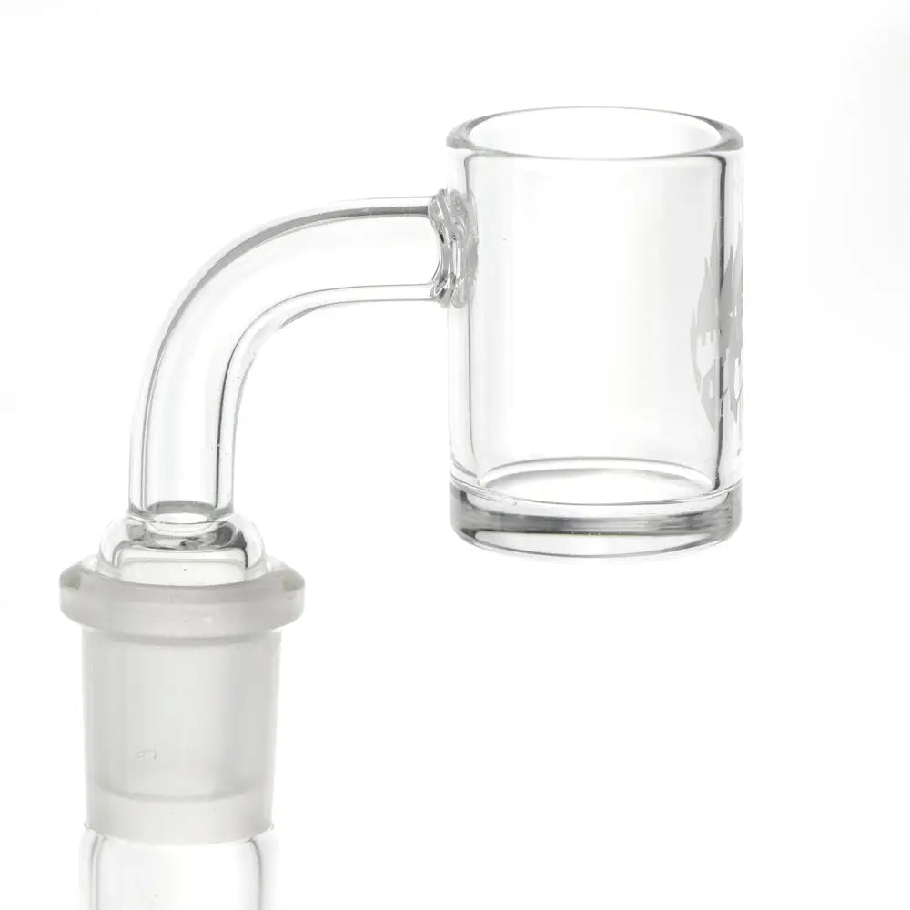 Clear glass downstem with frosted white connector for Empire Glassworks quartz banger