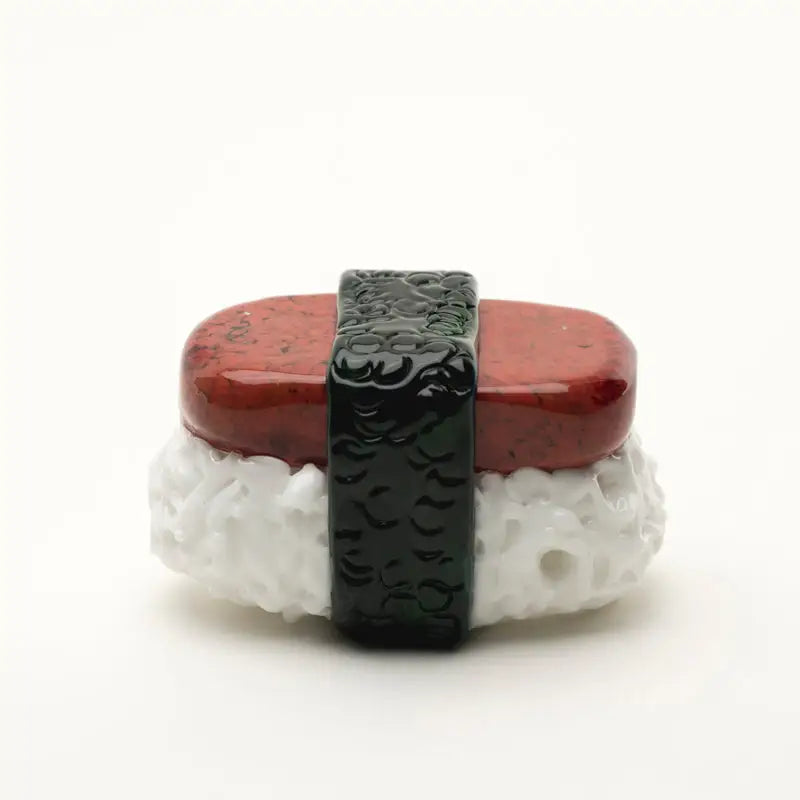 Empire Glassworks Spam Musubi hand pipe with glossy red and white sushi pendant