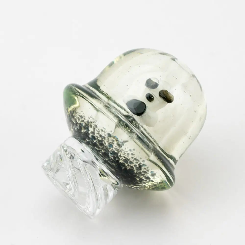 Empire Glassworks Spinner Cap Carb Cap with clear glass mushroom design and black speckles