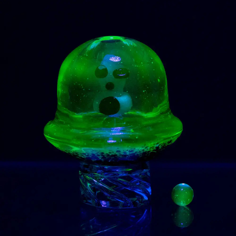 Empire Glassworks Spinner Cap Carb Cap with glowing jellyfish ornament