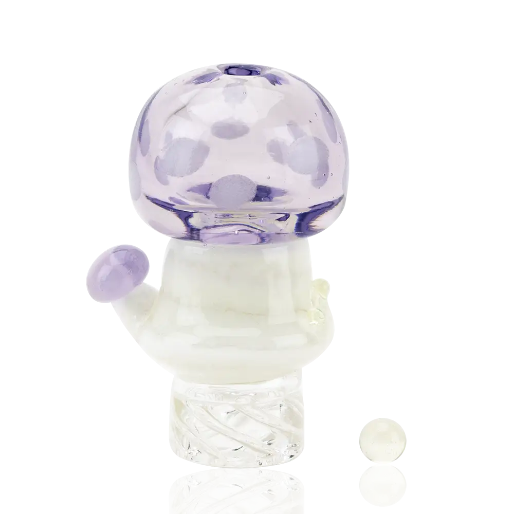 Translucent purple white Empire Glassworks spinner cap carb cap mushroom bong