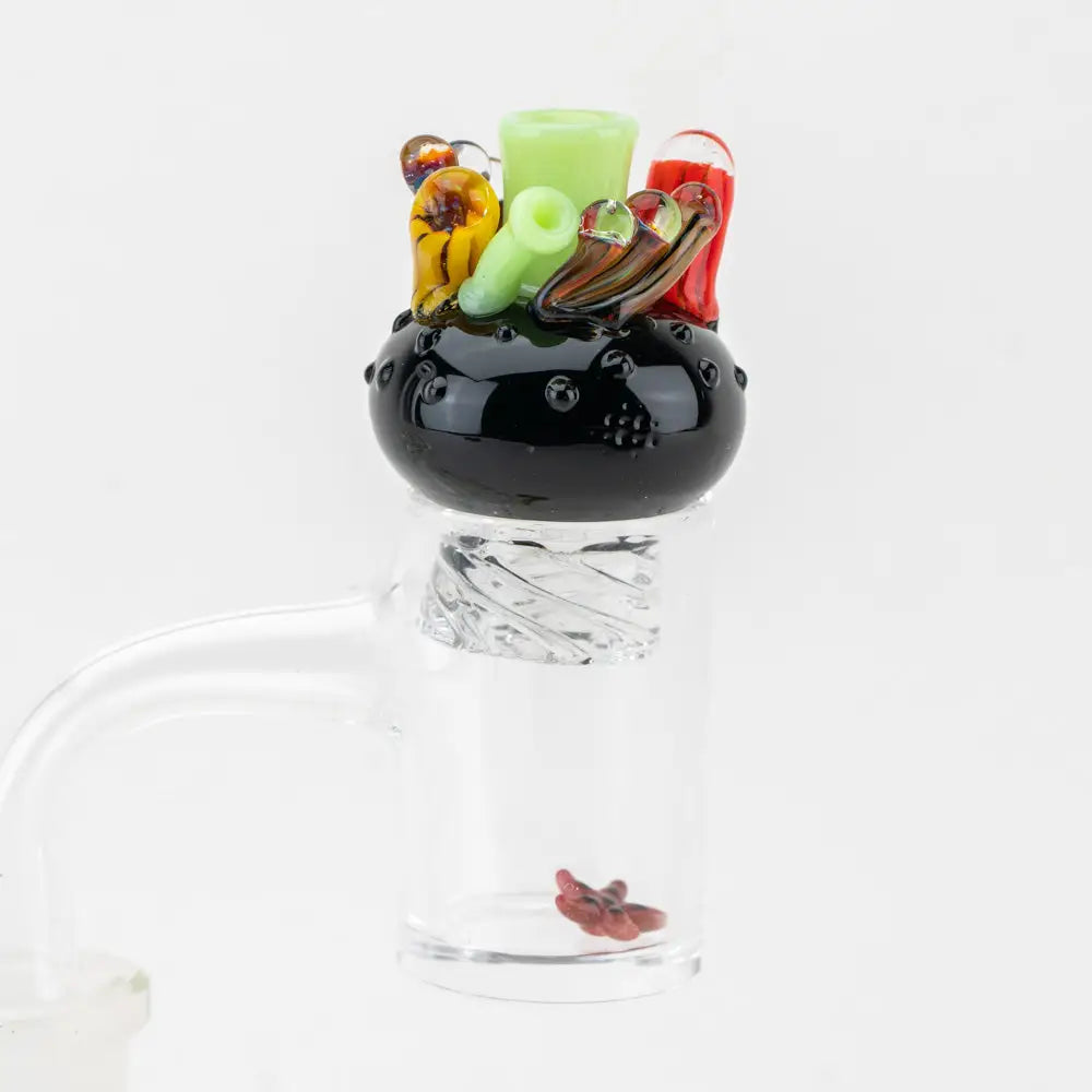 Empire Glassworks Spinner Cap Coral Reef Carb Cap with vibrant glass bong head