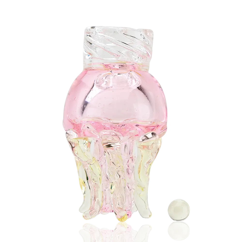 Empire Glassworks UV jellyfish spinner carb cap in pink glass