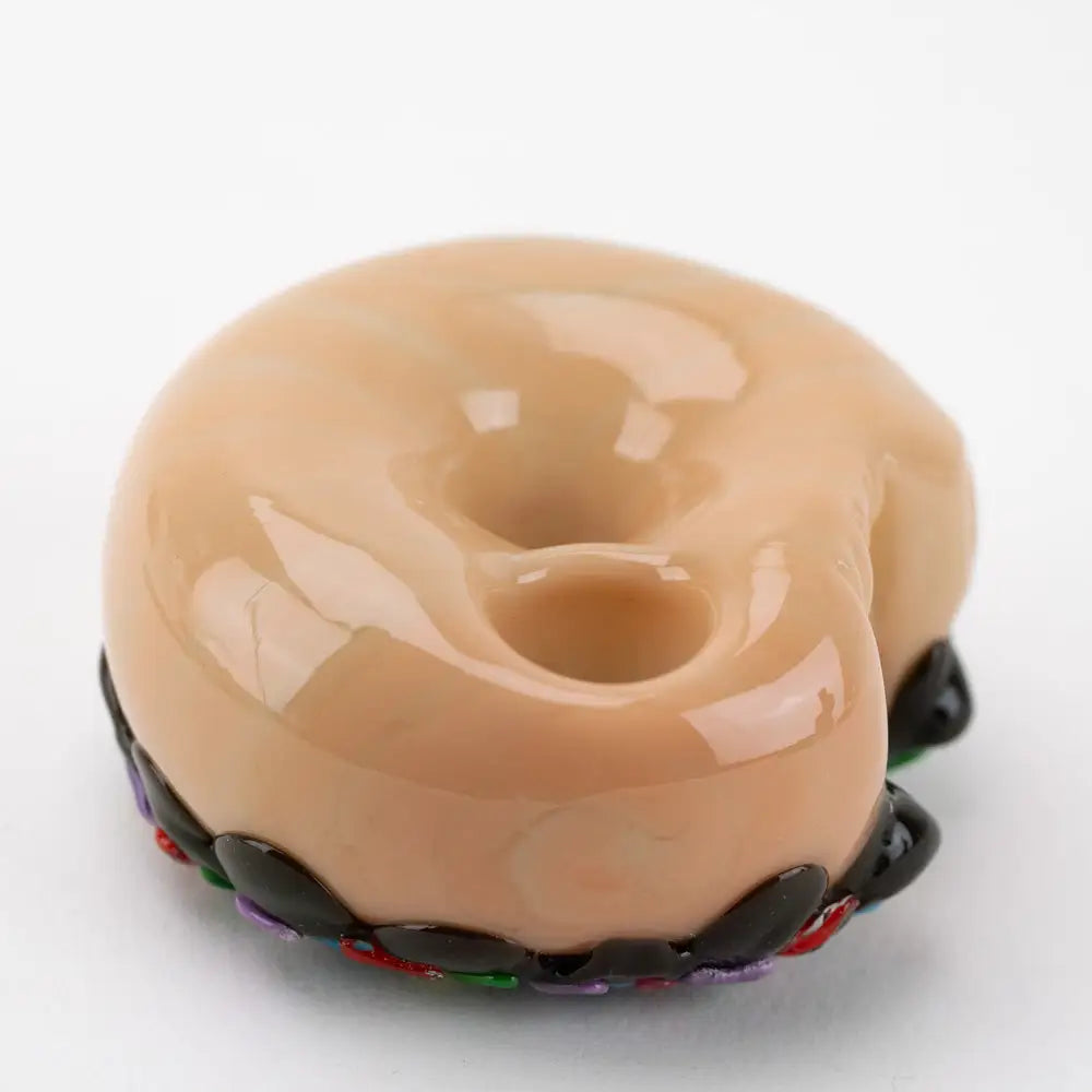 Empire Glassworks Sprinkle Donut glass hand pipe with glossy beige glaze