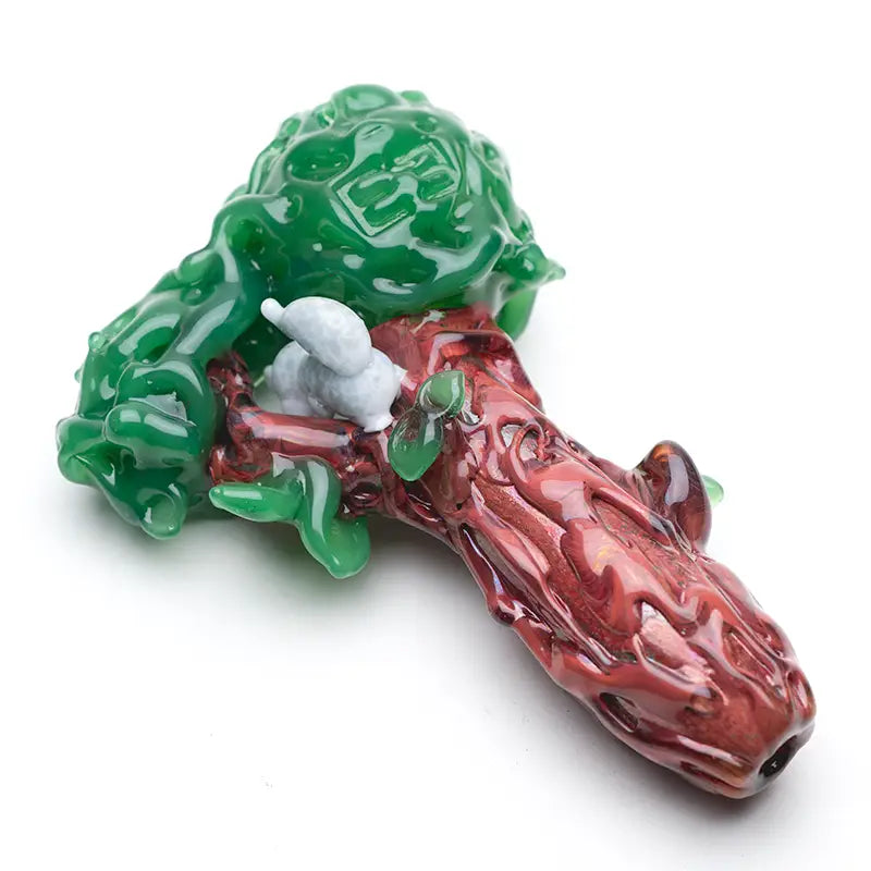 Empire Glassworks Squirrels Nest glass hand pipe with tree design