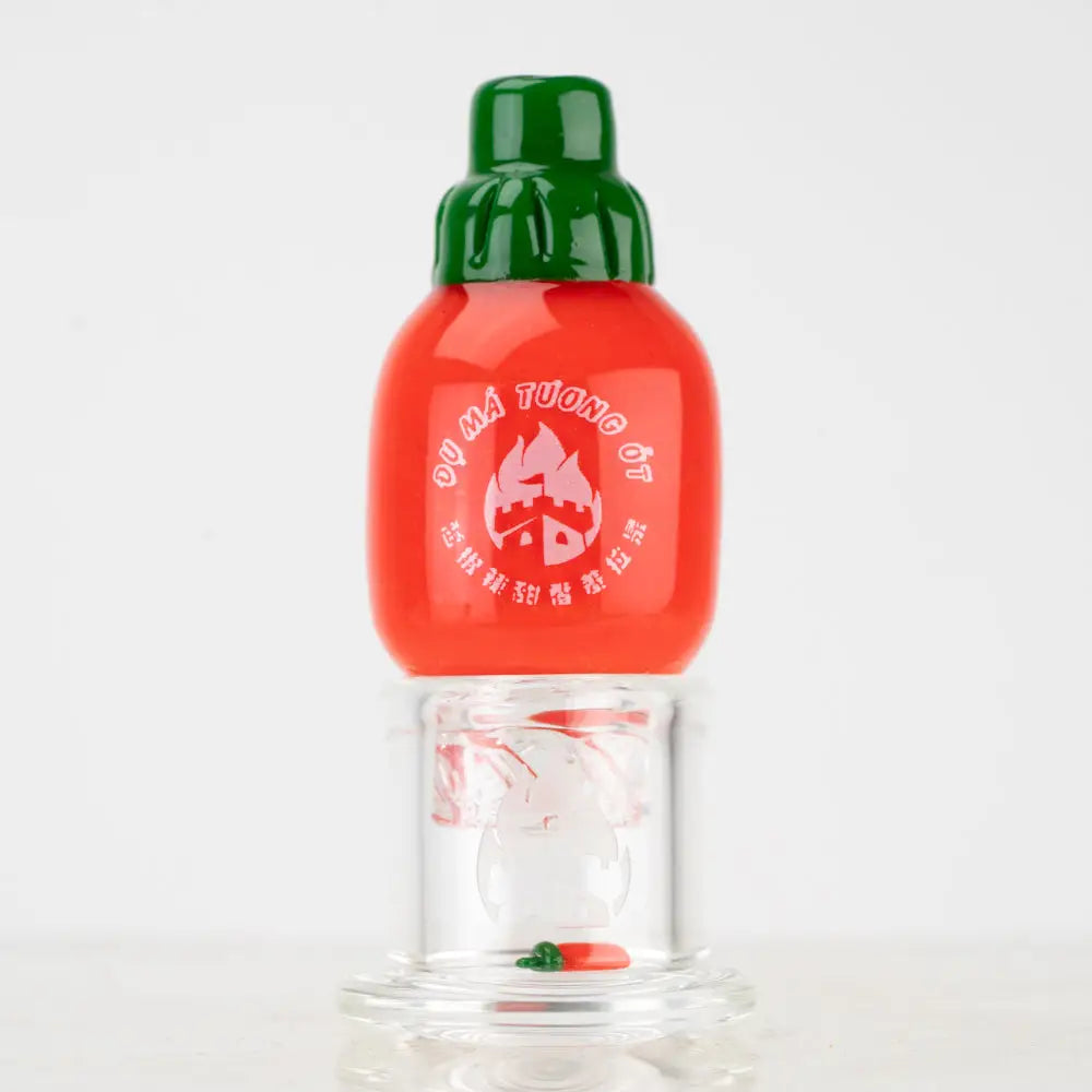 Empire Glassworks Sriracha spinner cap carb cap red glass bottle