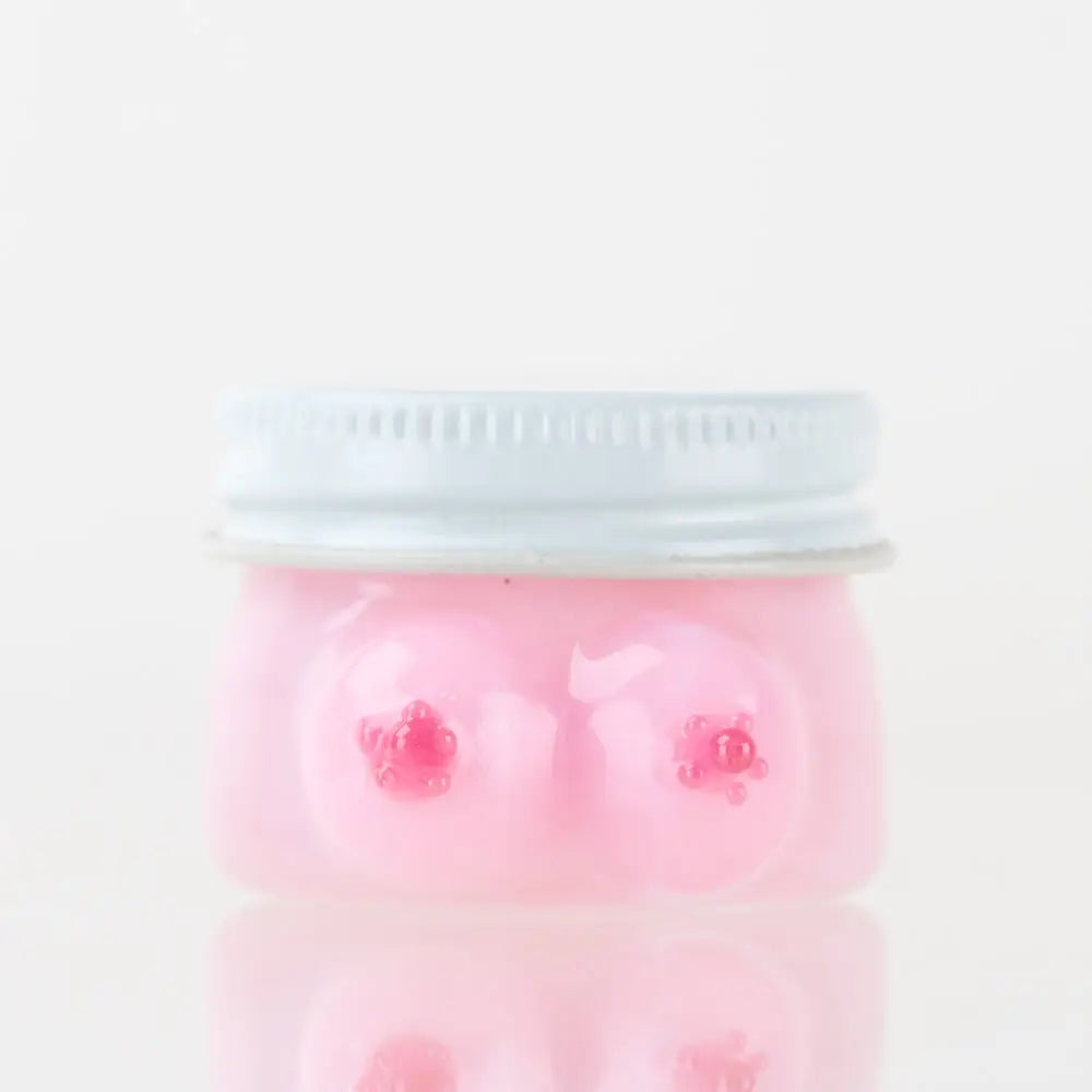 Empire Glassworks pink terp jar with boobies bears and silver lid