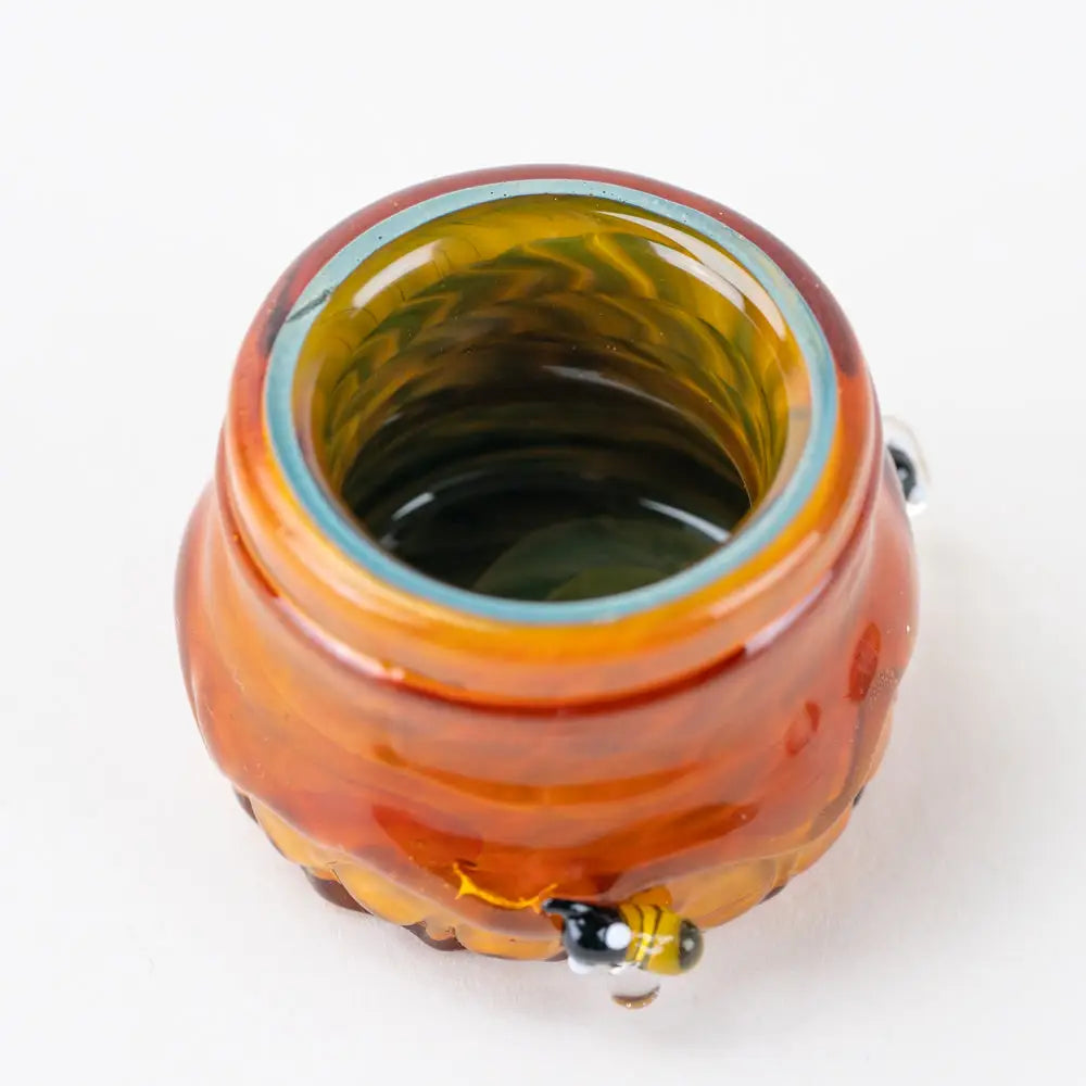 Empire Glassworks Terp Jar Honeycomb with glossy amber glass and bee figurine
