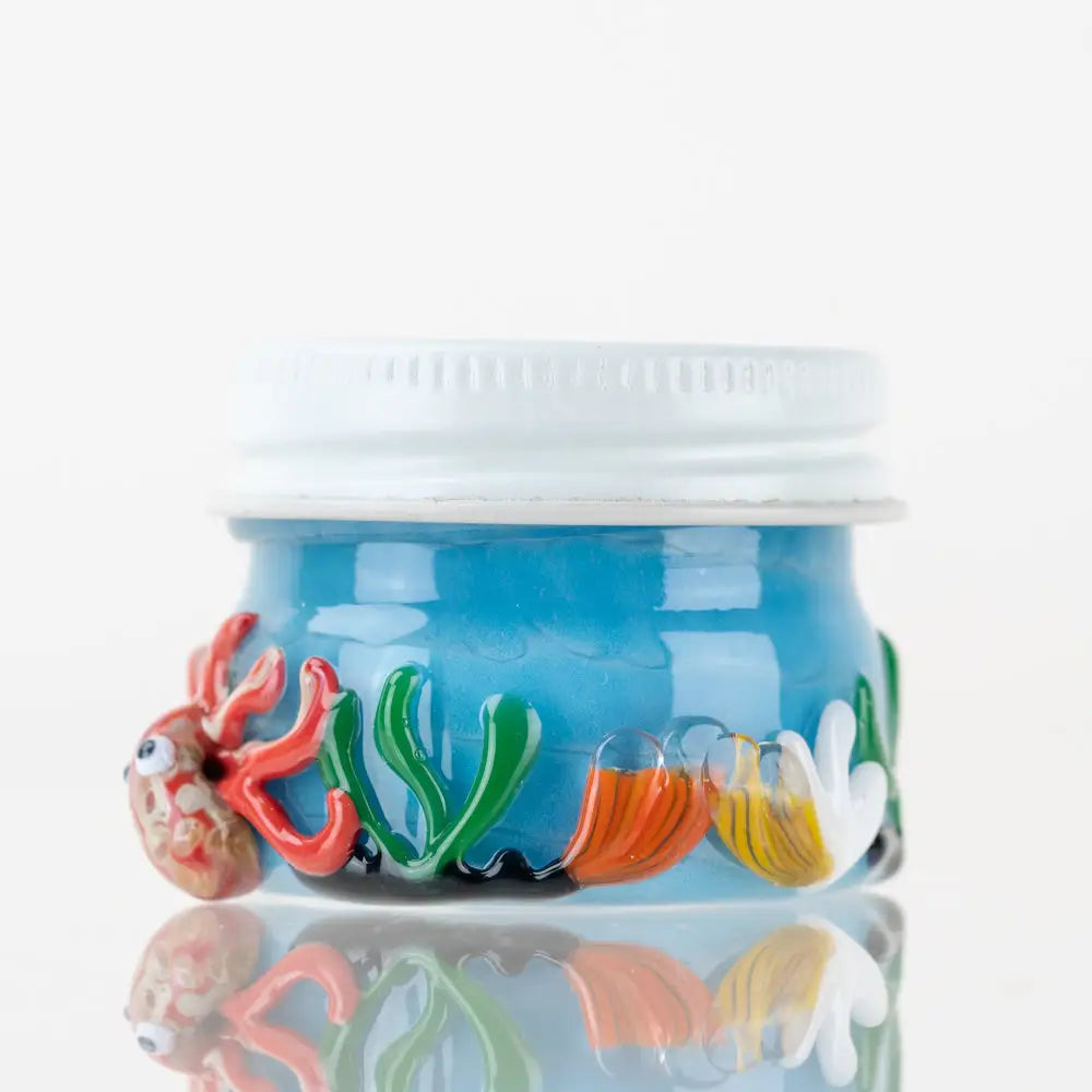 Empire Glassworks Under the Sea terp jar with blue glass and sea creature designs