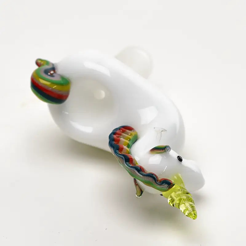 Empire Glassworks UV reactive unicorn glass bowl piece with rainbow horn