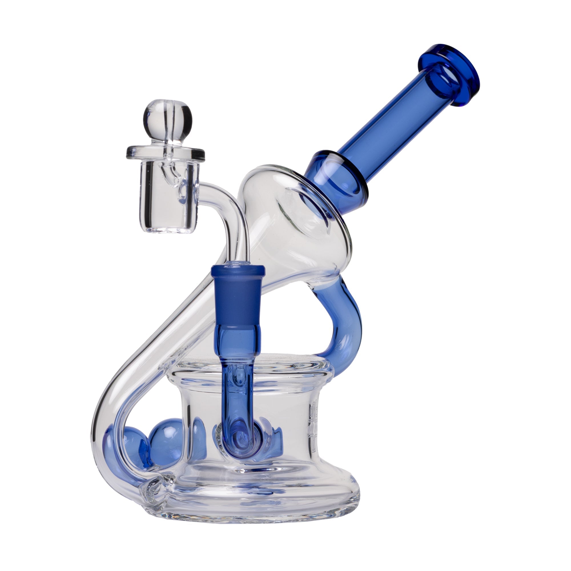 7.5" Borosilicate Recycler Dab Rig with Triple Marbles