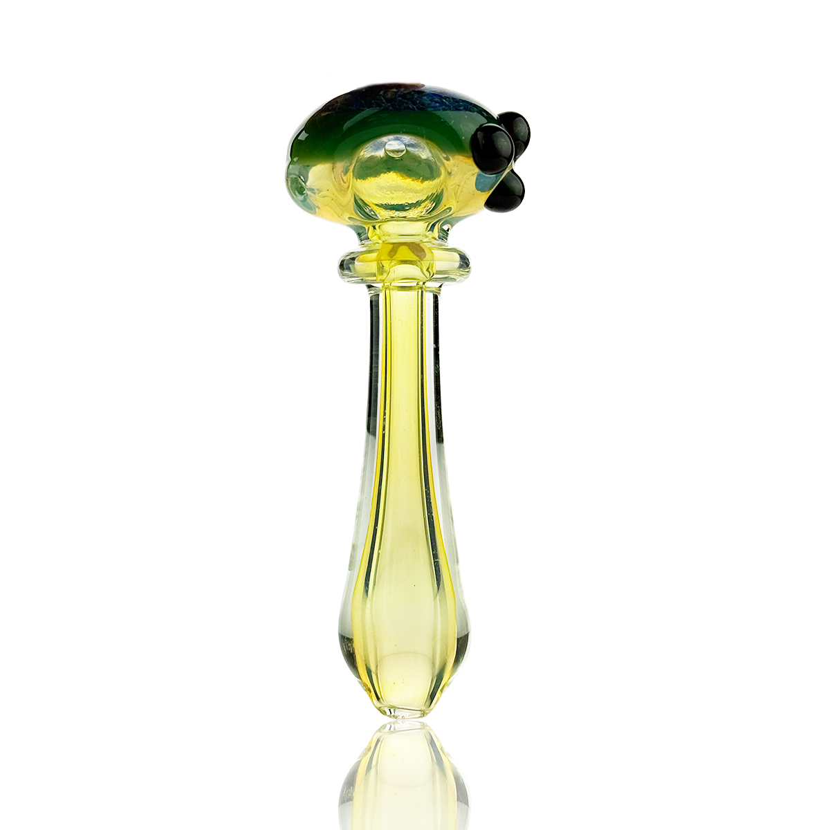 Silver Fume Art Glass Hand Pipe with Black Frit
