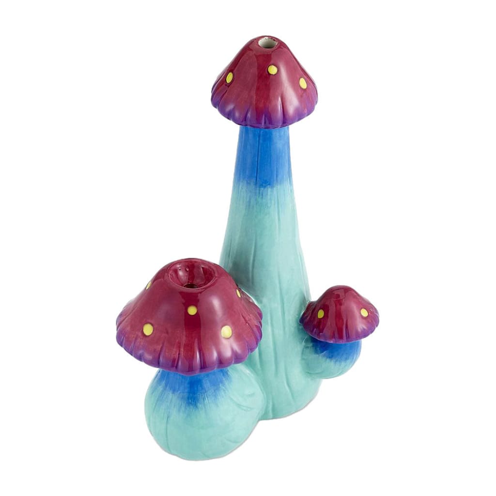 Colorful Mushroom Family fairytale mushroom ceramic hand pipe with polka dots