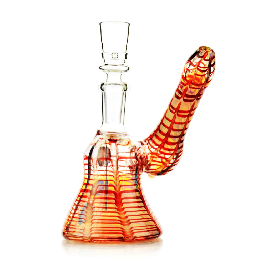 Striped glass bubbler from Smokerolla Ships, perfect with hemp wraps for lion rolling circus