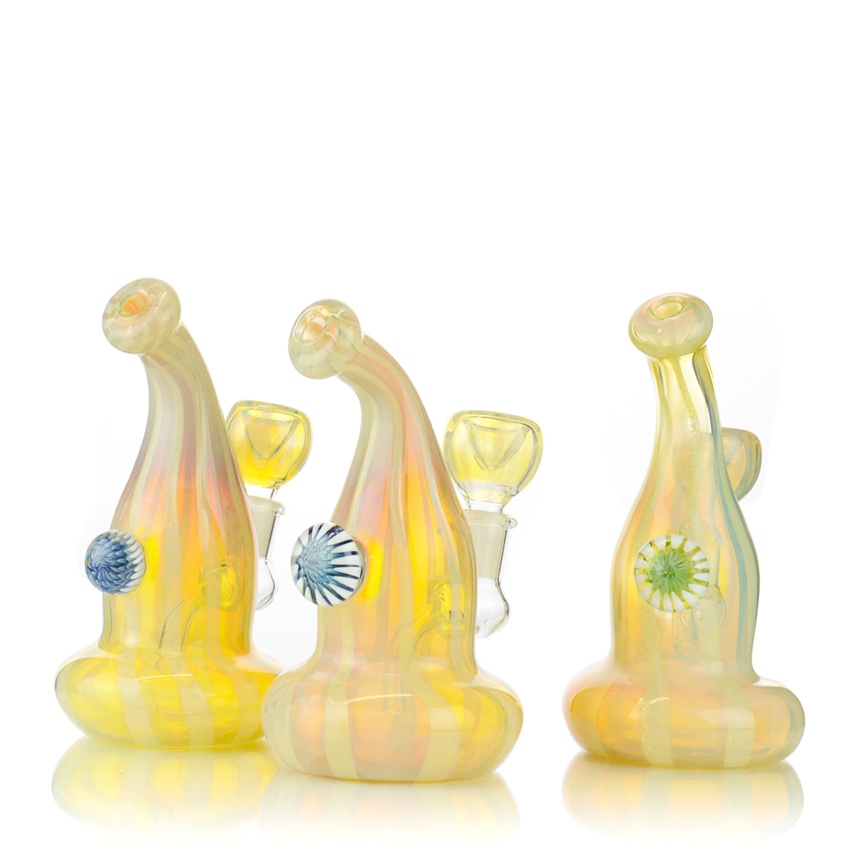 Pumpkin Silver Fumed Bong with Flower Locket