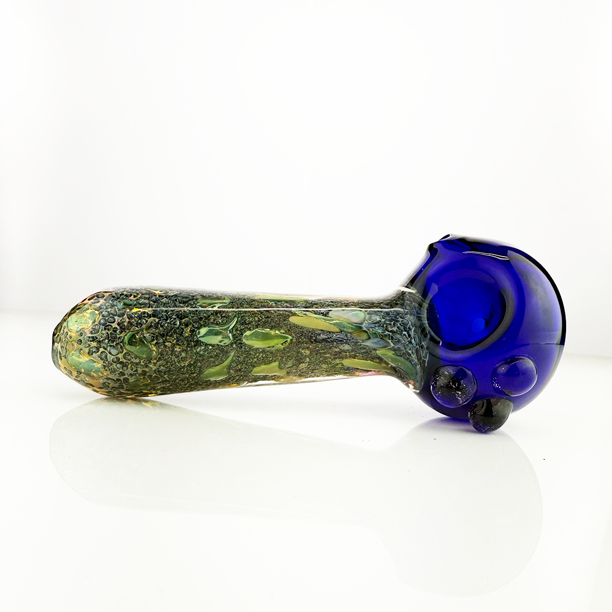 Gold Fume Glass Hand Pipe with Black Frit Accent