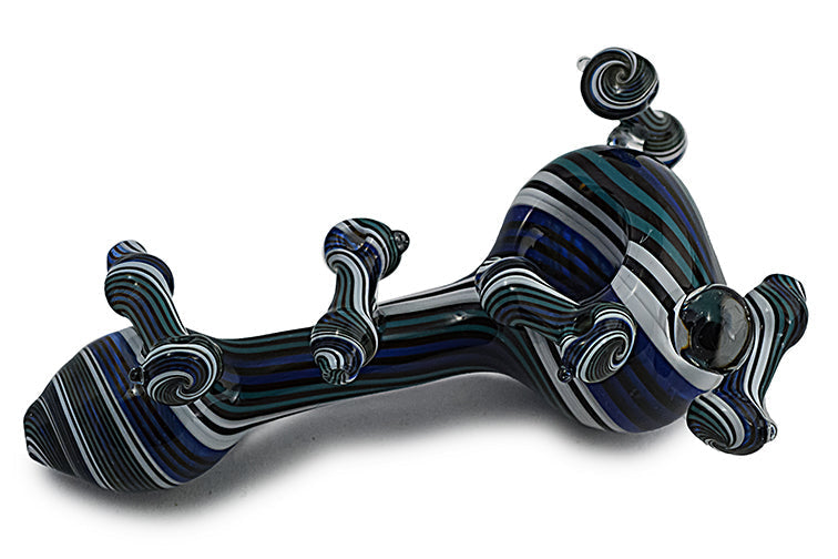 Vibrant Wig Wag Glass Hand Pipe with Mini Accents