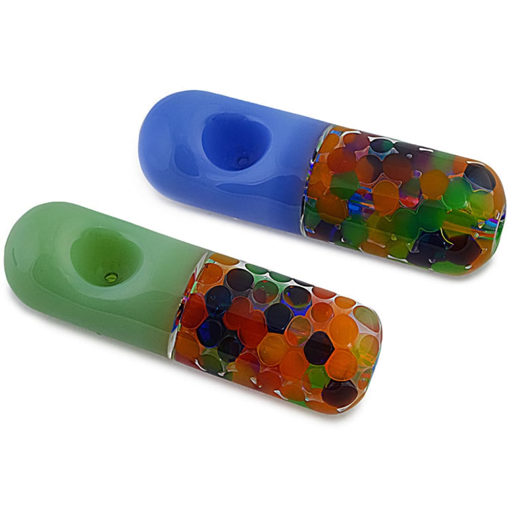 Glycerin Colorful Capsule Pipe Showcasing Vibrant, Speckled Patterns And Gummies