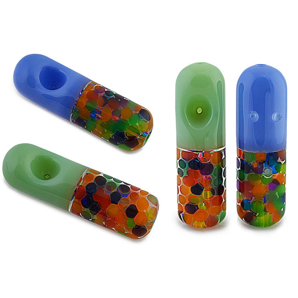Glycerin Colorful Capsule Pipe With Multicolored Speckled Patterns And Gummies