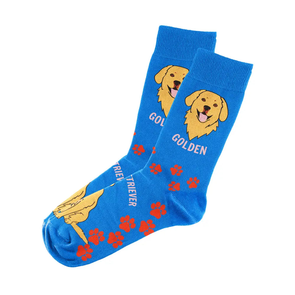 Blue golden retriever socks with unique fun design, perfect for retriever socks unisex