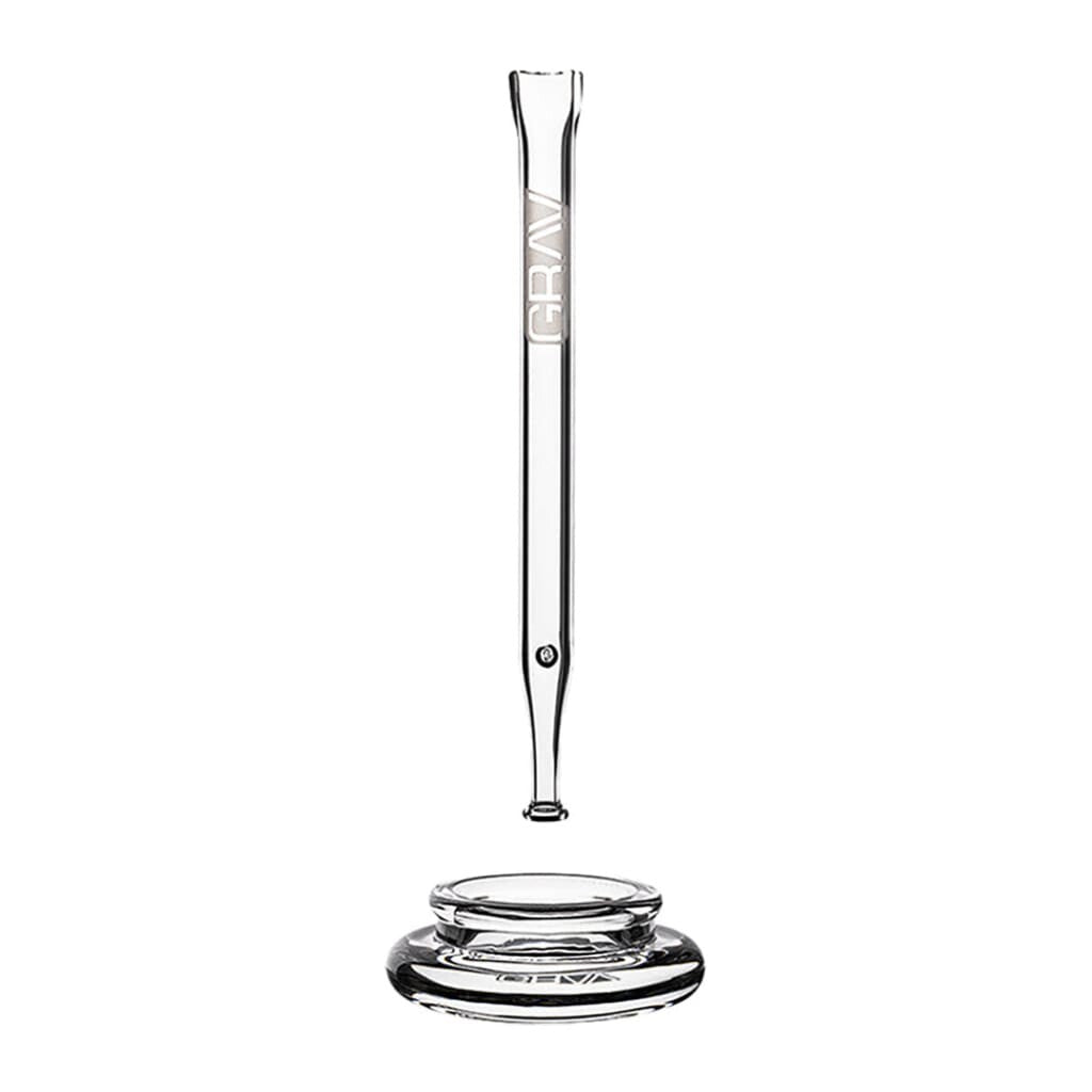 Quartz Vapor Straw in Heavy Glass Dab Dish with Long Stem and Round Base