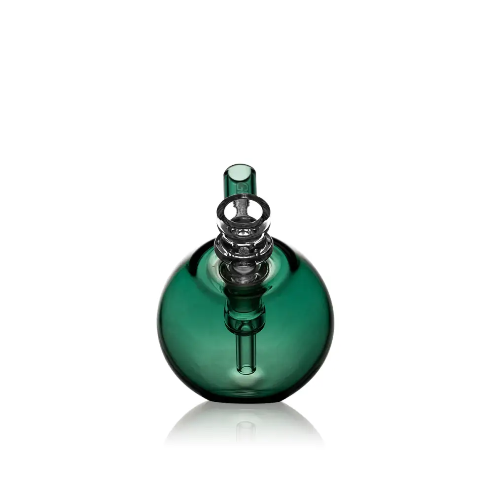 Green glass orb-shaped water pipe, Grav Spherical Pocket Bubbler, compact and powerful