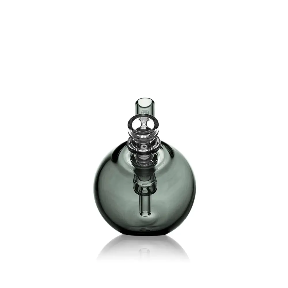Gray glass orb-shaped Grav Spherical Pocket Bubbler for convenient, powerful use