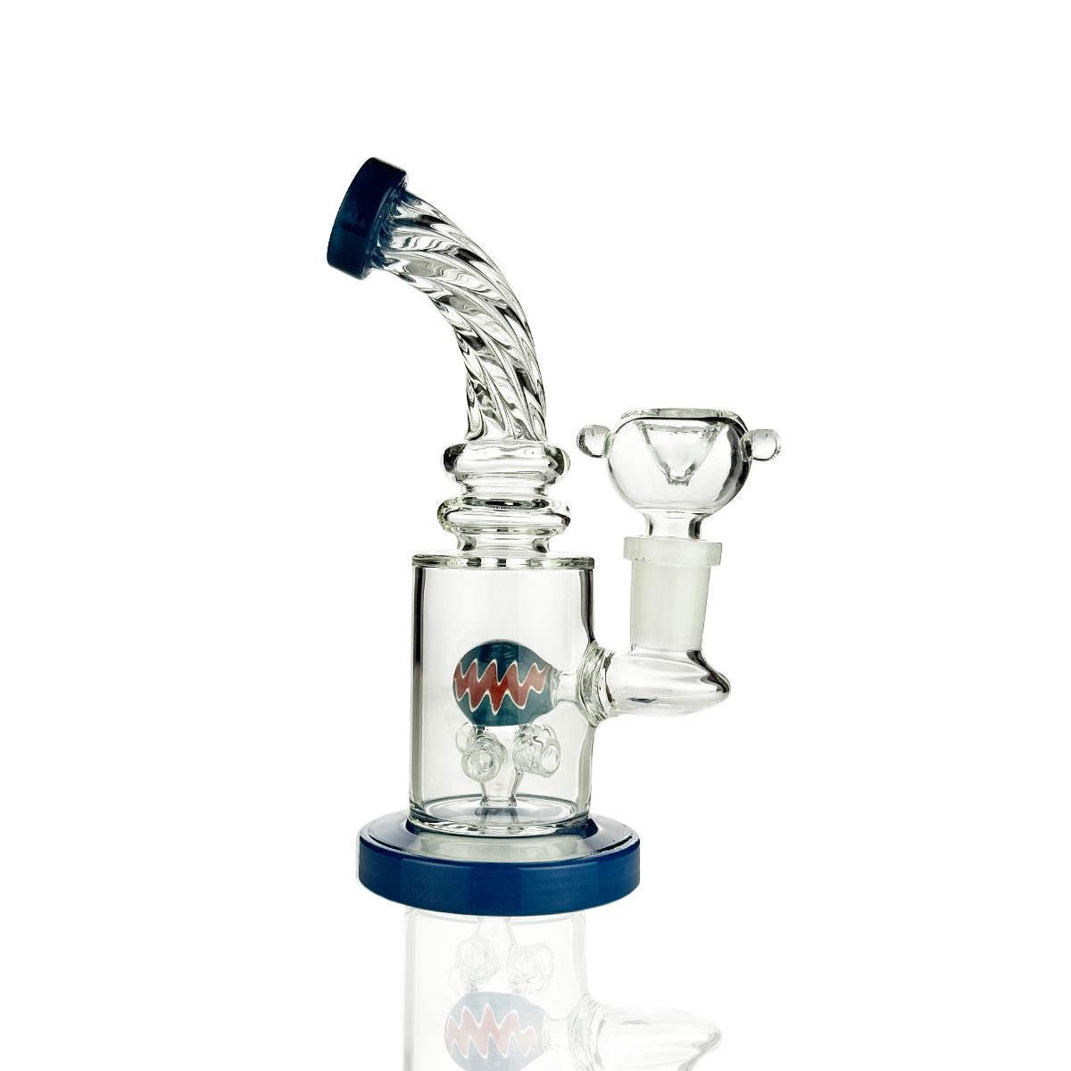 Spherical Water Pipe Rig with Colored Rod Accent