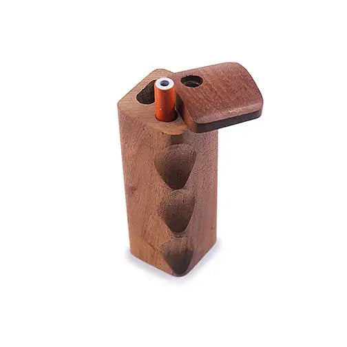 Handmade wooden grip dugout with polished brown holder and 3 indentations