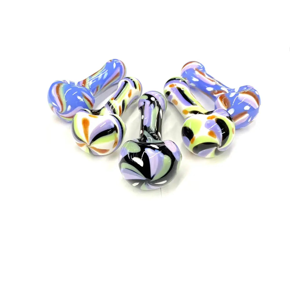 Colorful glass slime hand pipe for vibrant smoking, part of the Happy Fumes Glass collection