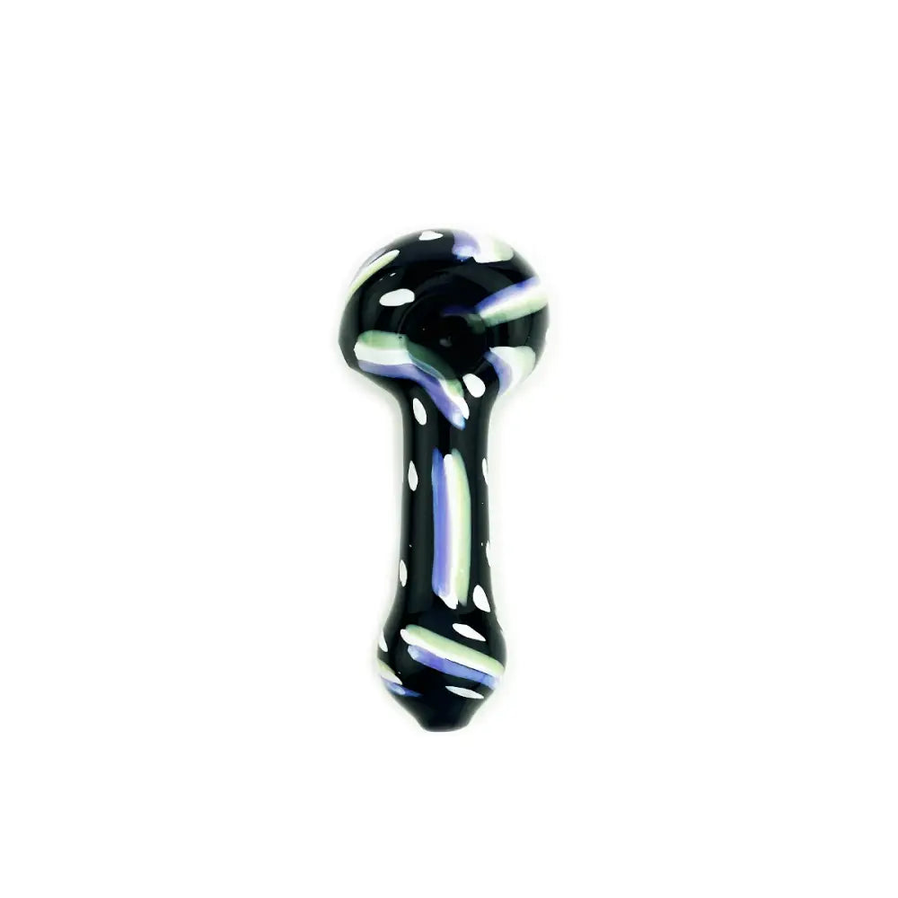 Black glass slime hand pipe with colorful accents for vibrant smoking by Happy Fumes Glass