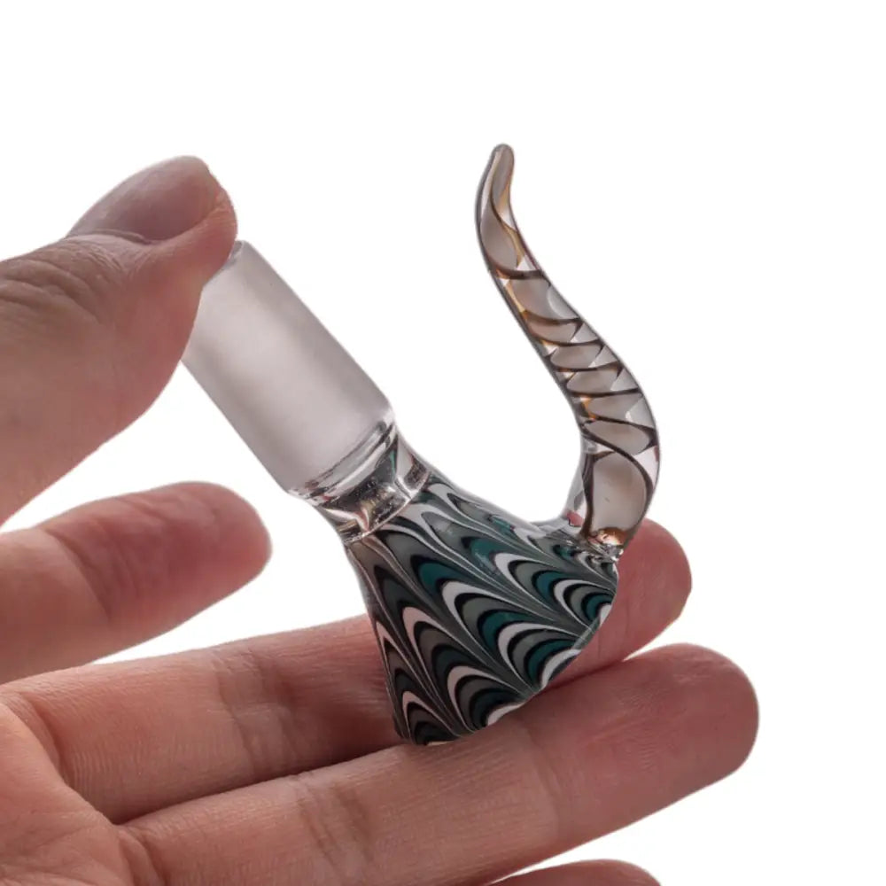 Heady style colorful glass bong bowl with 18mm male joint, teal marbled design